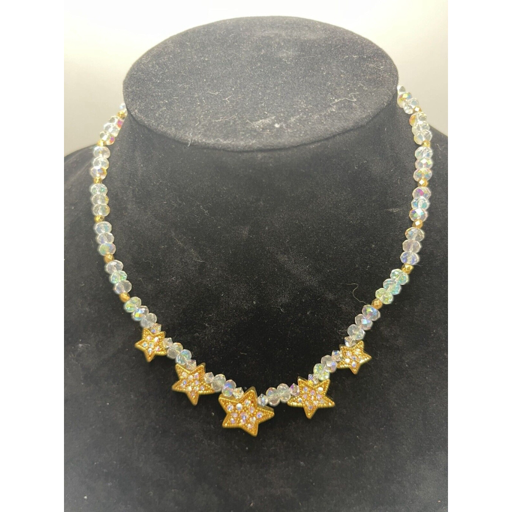 Kirks Folly Gold Star Aurora Borealis Bead Necklace